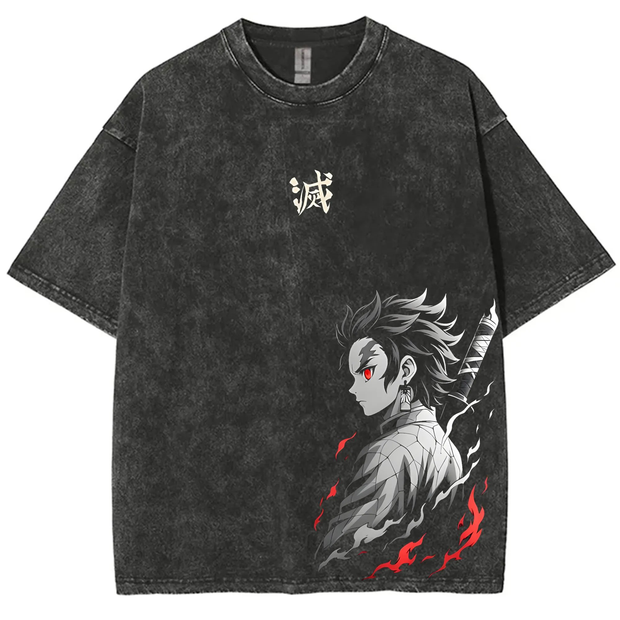 Anime Merchandise Demon Slayer - Camiseta con gráfico lavado Vintage Demon